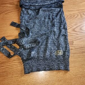 Gray Knit Skirt with Gold Detail